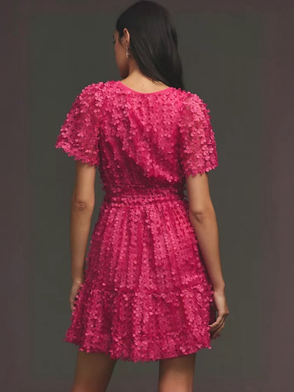 Anthropologie Somerset Floral Appliqué Mini Dress Pink Party Size S NWT - Picture 4 of 4